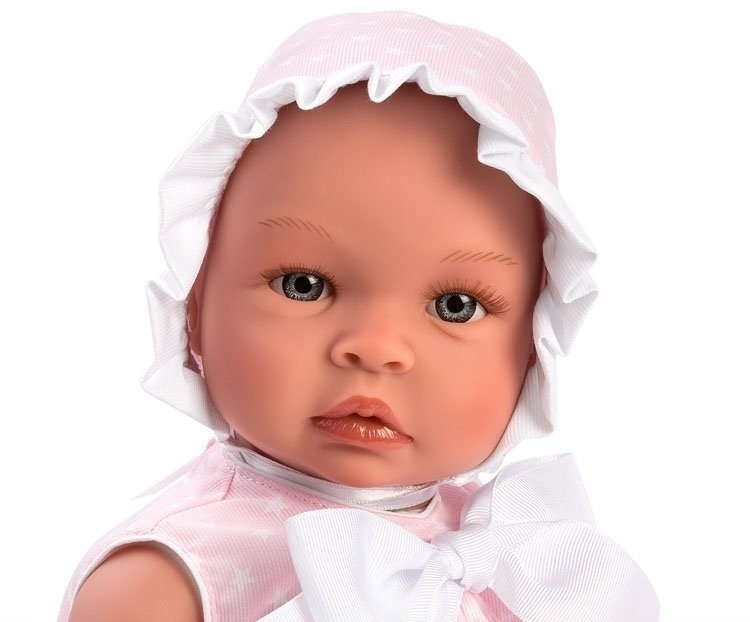 0185250 Кукла-бебе, Лея, с розова рокля с бели звезди, 46 см.