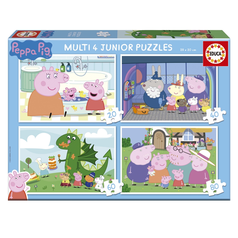 EDU20329 Прогресивен пъзел, Educa, Peppa Pig 4 в 1, 20-40-60-80 части