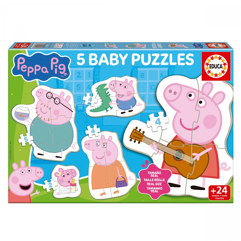 EDU20319 Прогресивен пъзел, Educa, Peppa Pig, 5 в 1, 2/4/4/4/5/ части