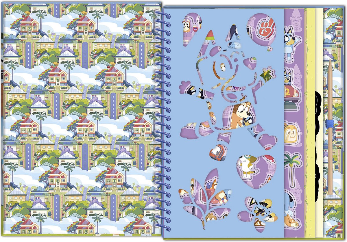 T290112 Творчески комплект, Totum, Bluey, Скречбук, 21 x 23.5 см